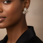 THREE TONE PRONG EARRING